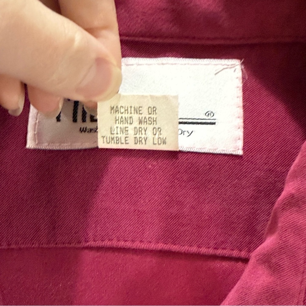 Mili Designs Button Front Shirt Medium Magenta Stretch Long Sleeve USA Made - Picture 3 of 9